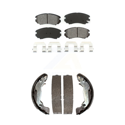 Semi-Metallic Brake Pads And Drum Shoes Front Rear Kit For Hyundai Elantra
