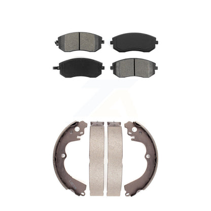 Semi-Metallic Brake Pads & Drum Shoes Front Rear Kit For Subaru Forester Impreza