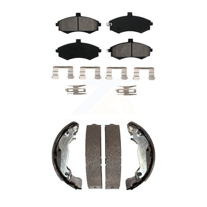 Semi-Metallic Brake Pads And Drum Shoes Front Rear Kit For Hyundai Elantra