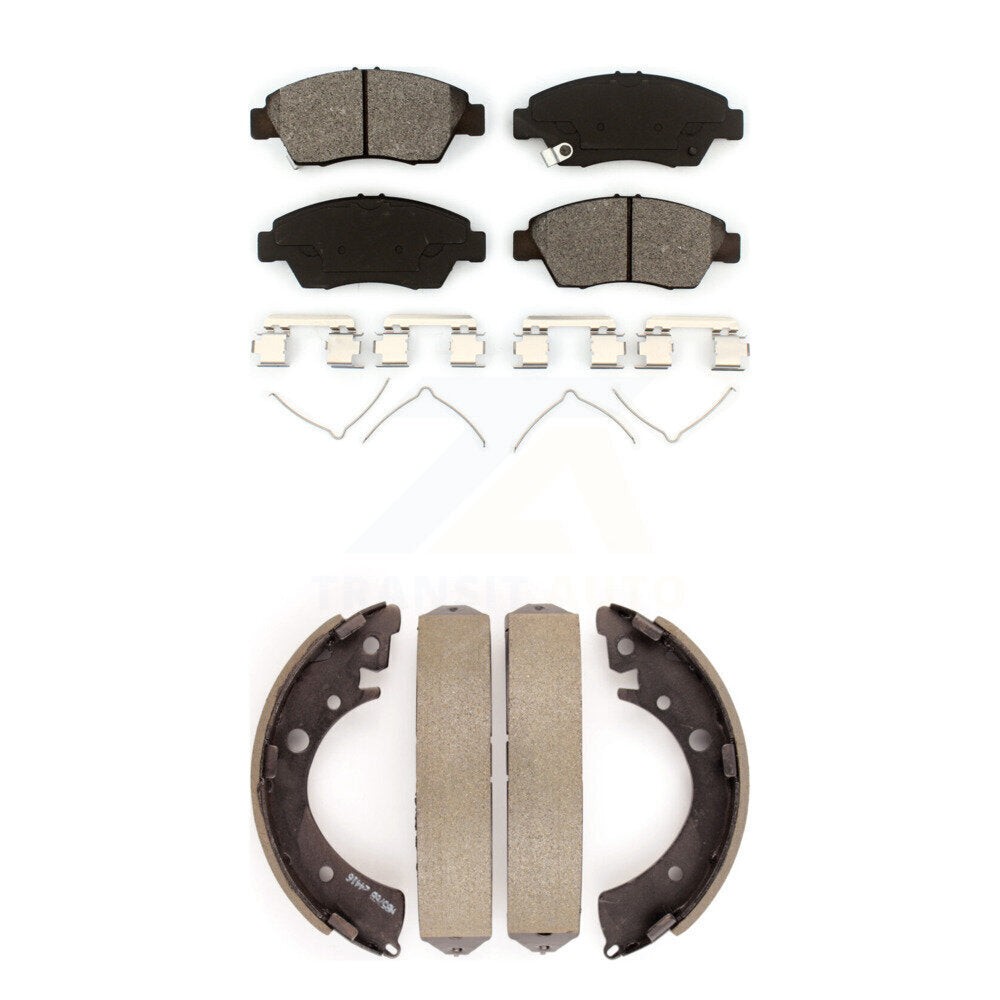 Semi-Metallic Brake Pads And Drum Shoes Front Rear Kit For Honda Civic Fit