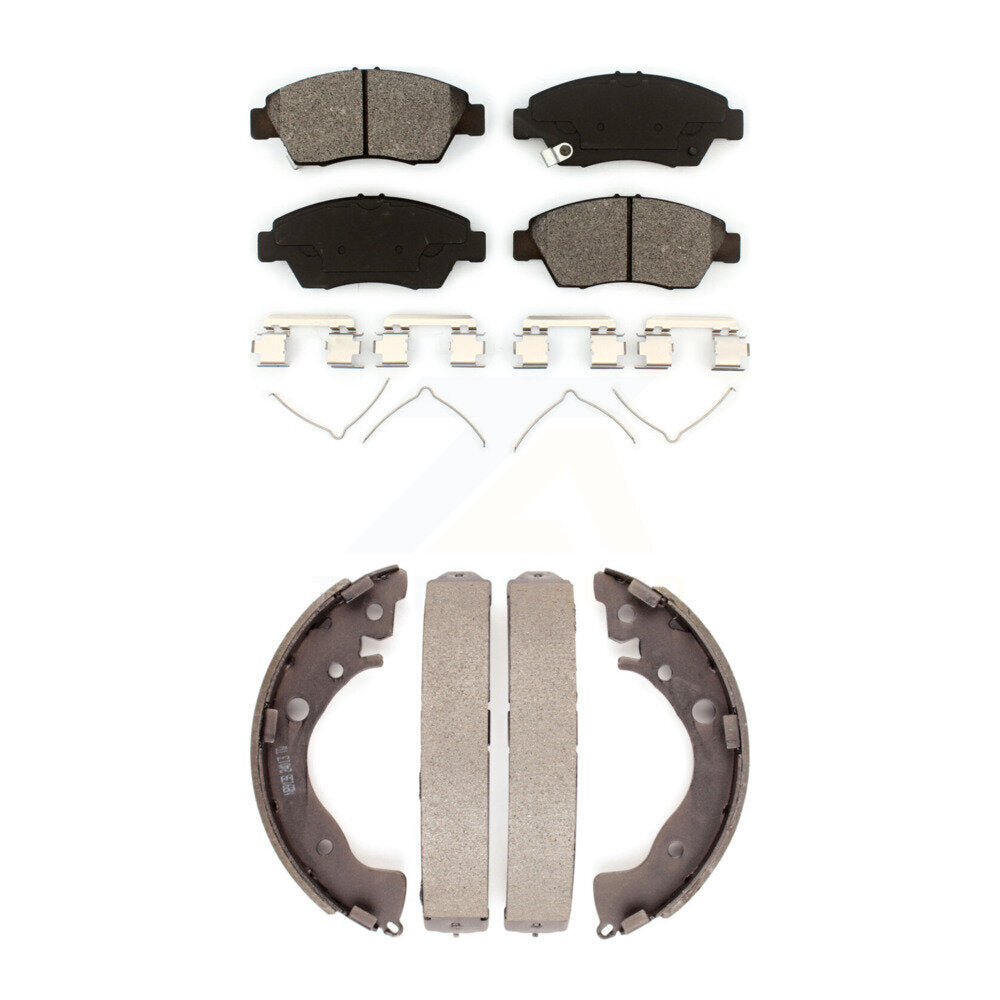 Semi-Metallic Brake Pads And Drum Shoes Front Rear Kit For Honda Fit Civic