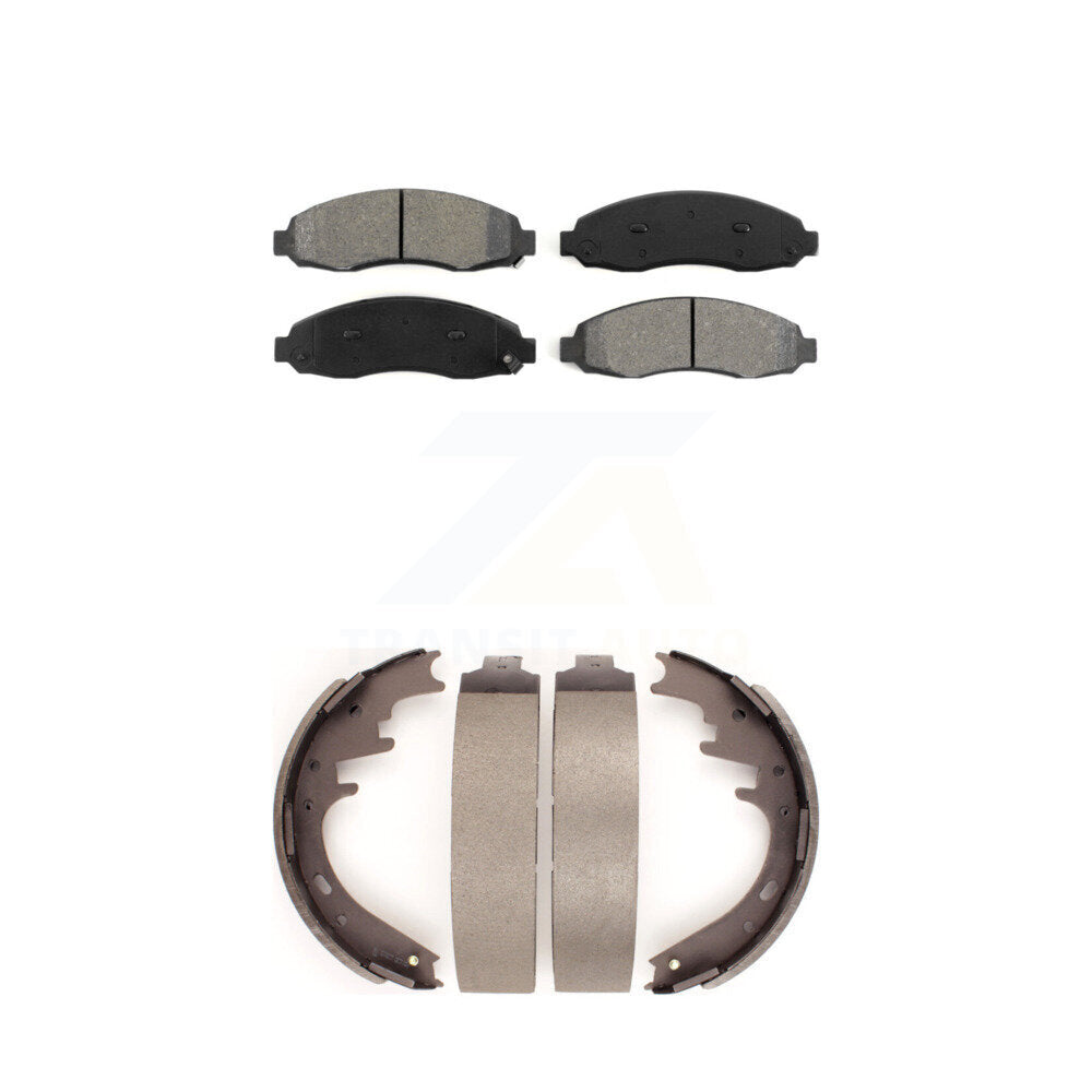 Semi-Metallic Brake Pads And Drum Shoes Front Rear Kit For Dodge Dakota