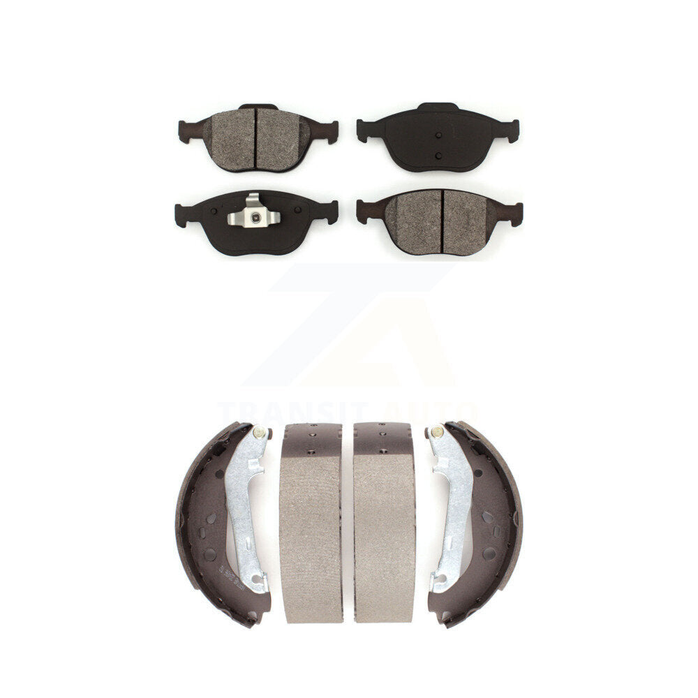 Semi-Metallic Brake Pads Drum Shoe Front Rear Kit For 10-13 Ford Transit Connect