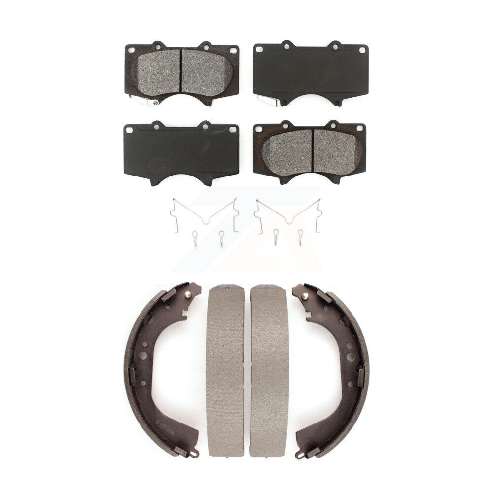 Semi-Metallic Brake Pads And Drum Shoes Front Rear Kit For Toyota Tundra