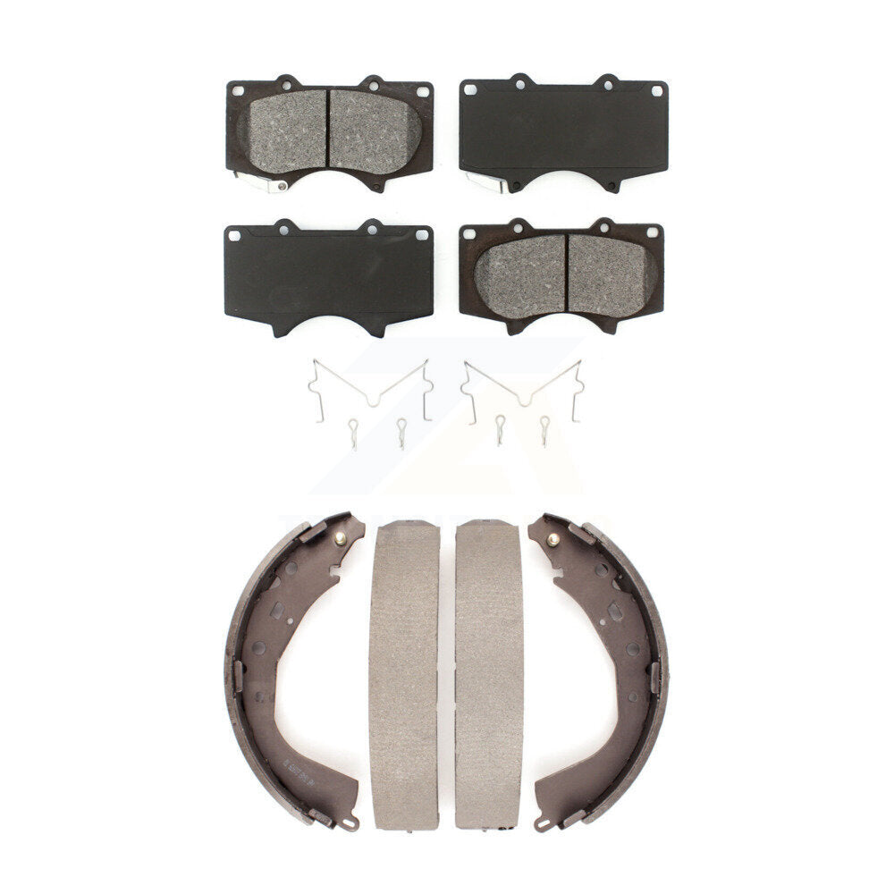 Semi-Metallic Brake Pads And Drum Shoes Front Rear Kit For Toyota Tundra