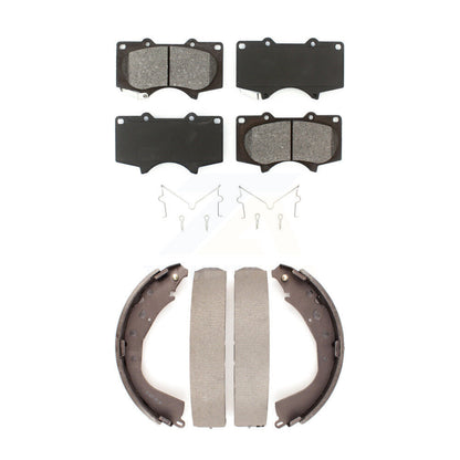 Semi-Metallic Brake Pads And Drum Shoes Front Rear Kit For Toyota Tundra