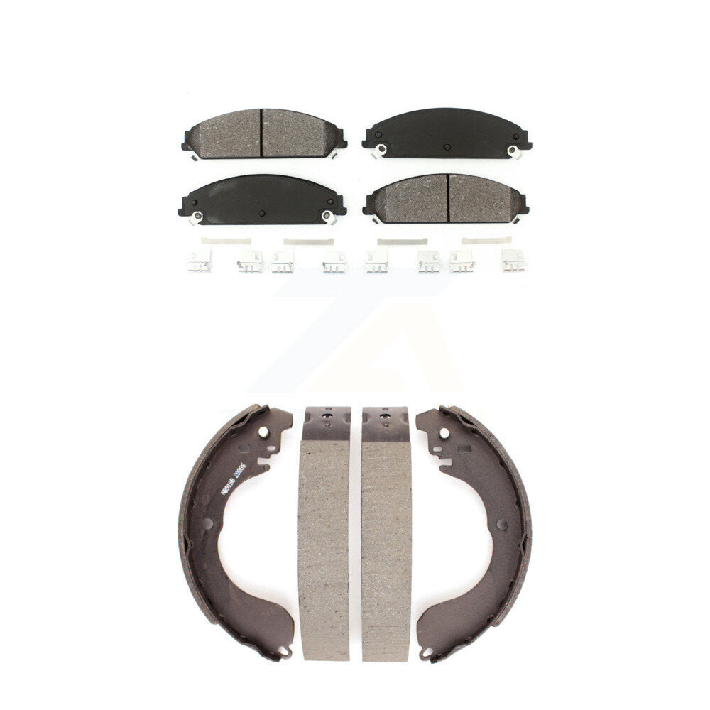 Semi-Metallic Brake Pads Drum Shoes Front Rear Kit For 08-09 Dodge Caliber SRT-4