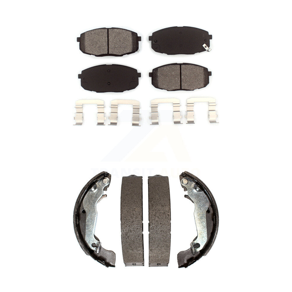 Semi-Metallic Brake Pads And Drum Shoes Front Rear Kit For Hyundai Elantra