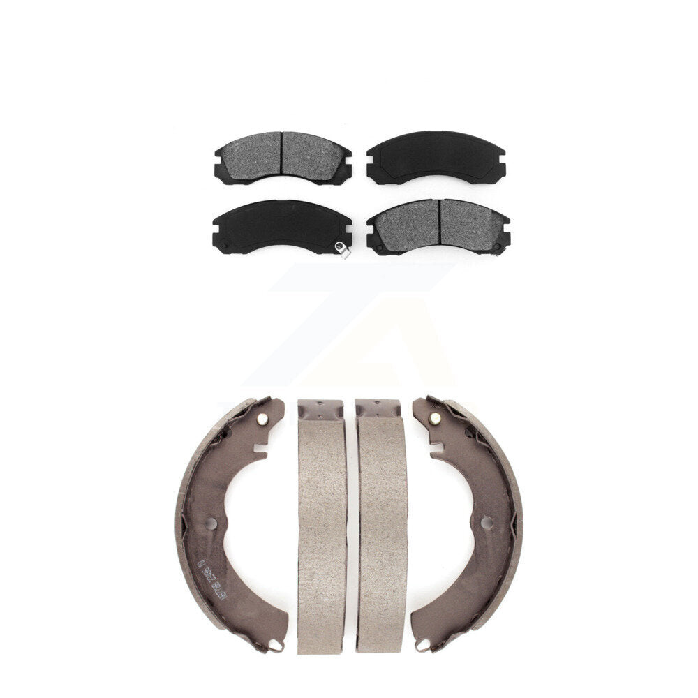 Semi-Metallic Brake Pads And Drum Shoes Front Rear Kit For Mitsubishi Lancer