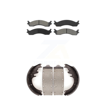 Semi-Metallic Brake Pads And Drum Shoes Front Rear Kit For Dodge Ram 3500 Van