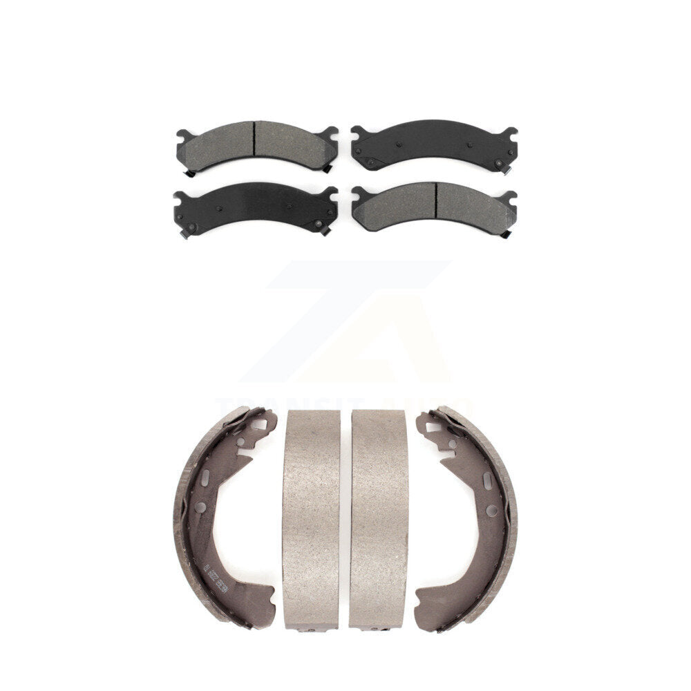 Semi-Metallic Brake Pads And Drum Shoes Front Rear Kit For Cadillac DeVille