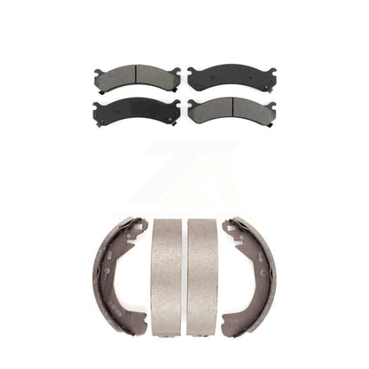 Semi-Metallic Brake Pads And Drum Shoes Front Rear Kit For Cadillac DeVille