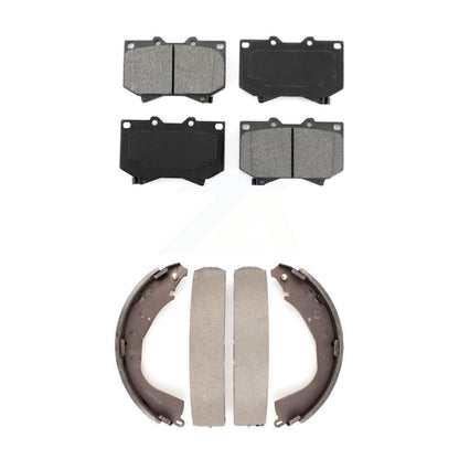 Semi-Metallic Brake Pads And Drum Shoes Front Rear Kit For Toyota Tundra