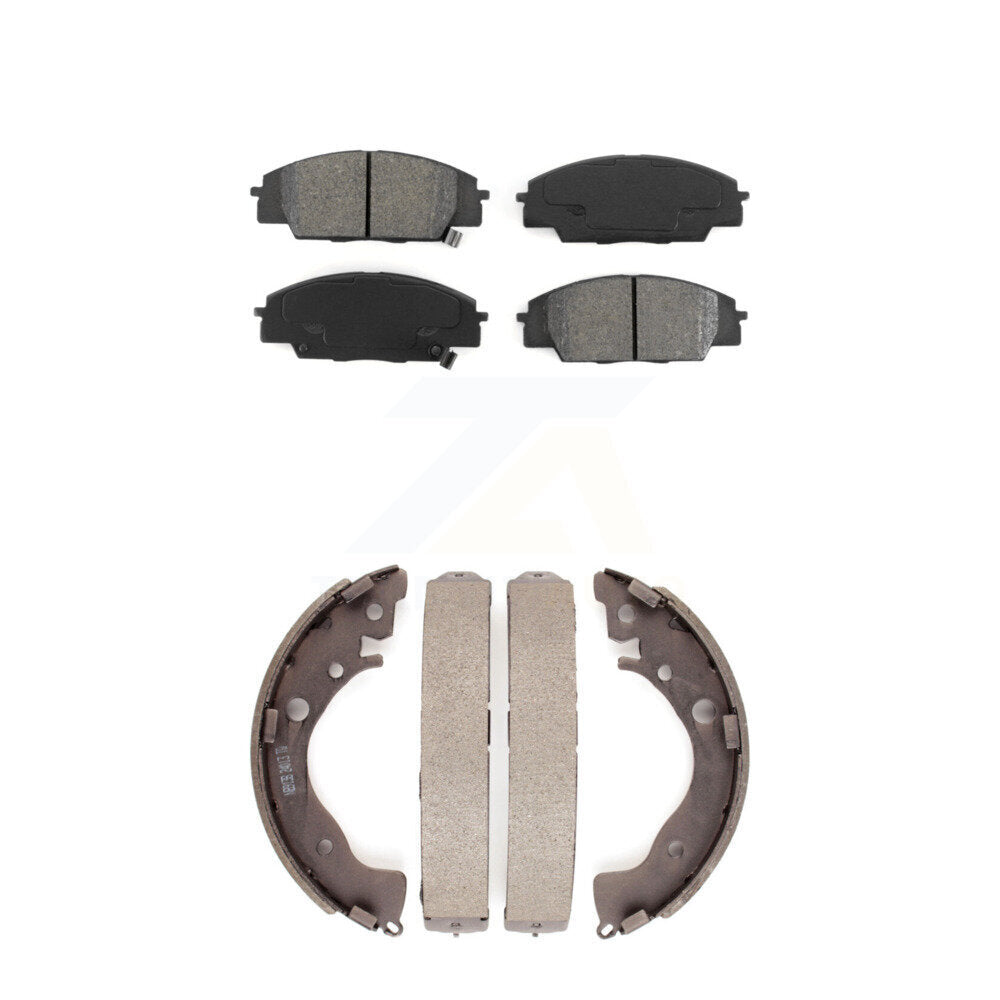 Semi-Metallic Brake Pads And Drum Shoes Front Rear Kit For 2011 Honda Civic Si