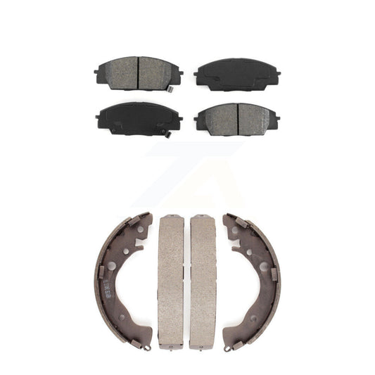 Semi-Metallic Brake Pads And Drum Shoes Front Rear Kit For 2011 Honda Civic Si
