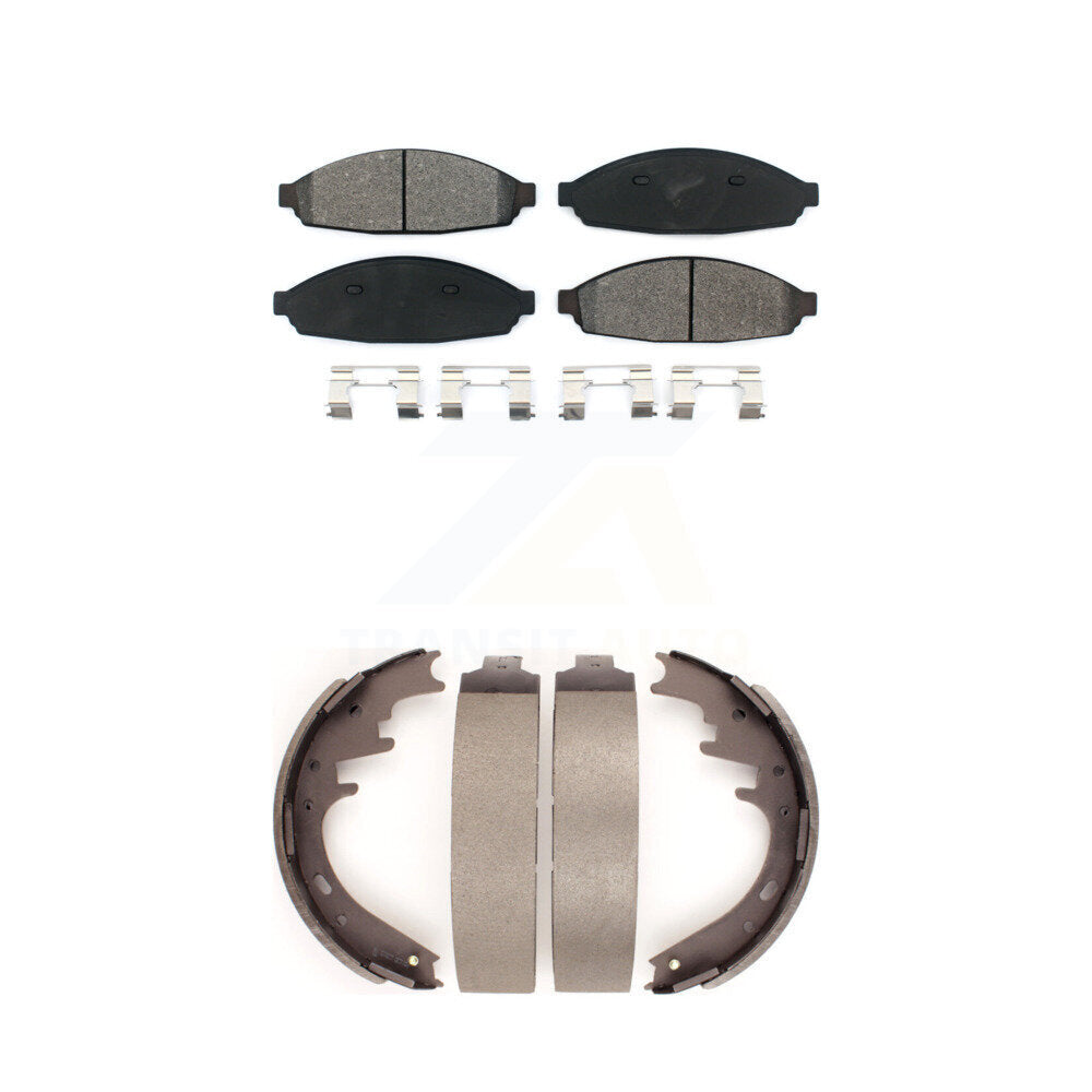 Semi-Metallic Brake Pads Drum Shoe Front Rear Kit For Lincoln Town Car Limousine
