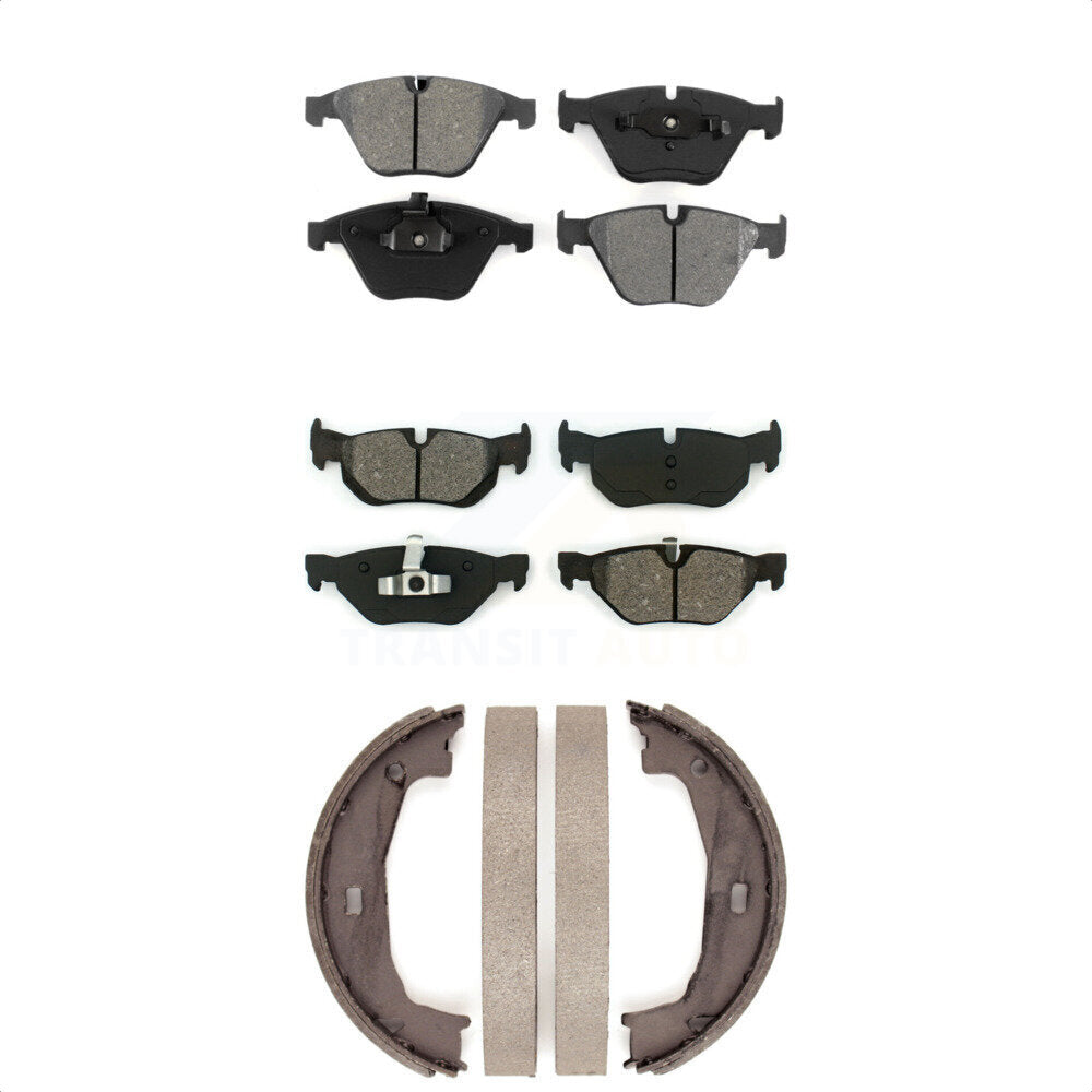 Semi-Metallic Brake Pads And Parking Shoes Front Rear Kit For BMW 323i 328i