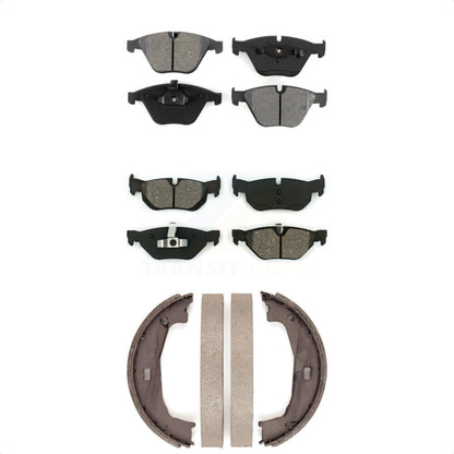 Semi-Metallic Brake Pads And Parking Shoes Front Rear Kit For BMW 323i 328i