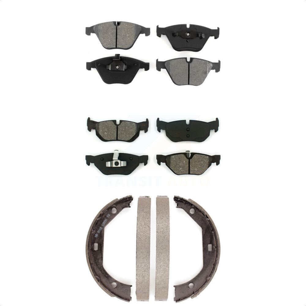 Semi-Metallic Brake Pads And Parking Shoes Front Rear Kit For BMW 328i xDrive X1