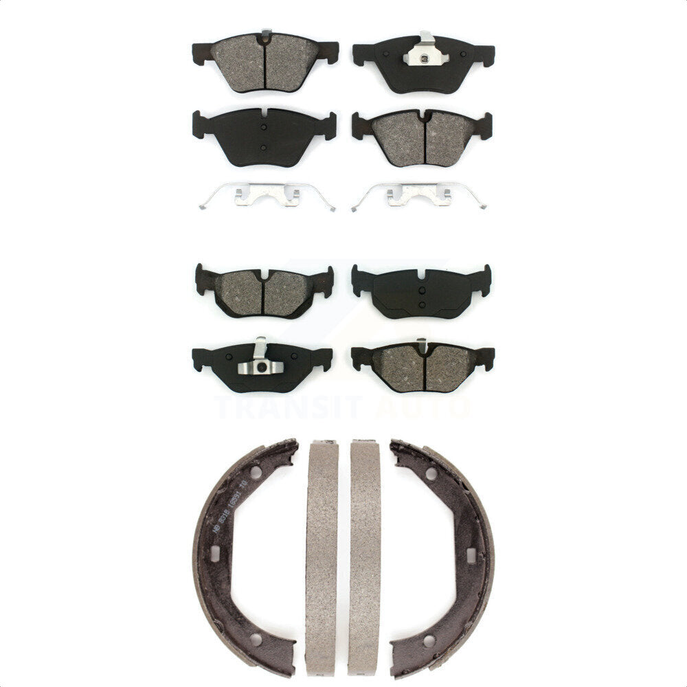 Semi-Metallic Brake Pads & Parking Shoes Front Rear Kit For BMW 328xi 328i 325xi