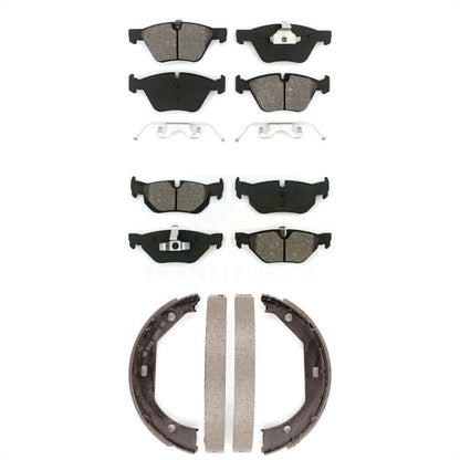 Semi-Metallic Brake Pads & Parking Shoes Front Rear Kit For BMW 328xi 328i 325xi