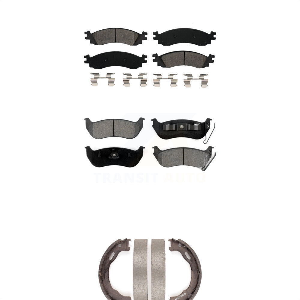 Semi-Metallic Brake Pads And Parking Shoe Front Rear Kit For Ford Explorer Sport