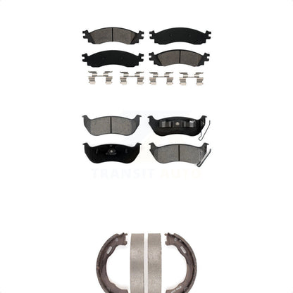 Semi-Metallic Brake Pads And Parking Shoe Front Rear Kit For Ford Explorer Sport