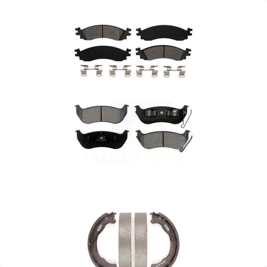 Semi-Metallic Brake Pads And Parking Shoe Front Rear Kit For Ford Explorer Sport