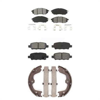 Semi-Metallic Brake Pads & Parking Shoe Front Rear Kit For INFINITI G37 G35 EX35