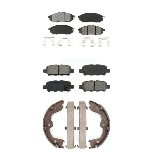 Semi-Metallic Brake Pads & Parking Shoe Front Rear Kit For INFINITI G37 G35 EX35