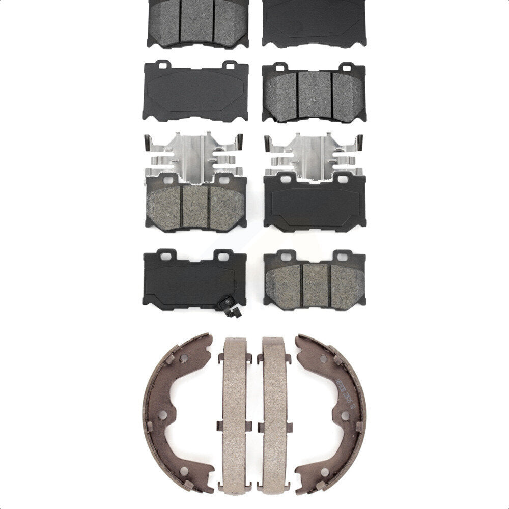 Semi-Metallic Brake Pads And Parking Shoes Front Rear Kit For INFINITI G37