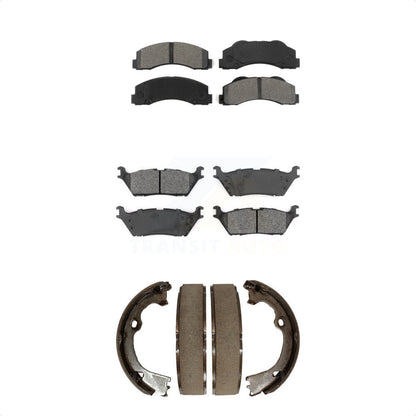 Semi-Metallic Brake Pads And Parking Shoes Front Rear Kit For Ford F-150