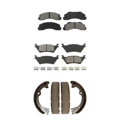 Semi-Metallic Brake Pads And Parking Shoes Front Rear Kit For Ford F-150