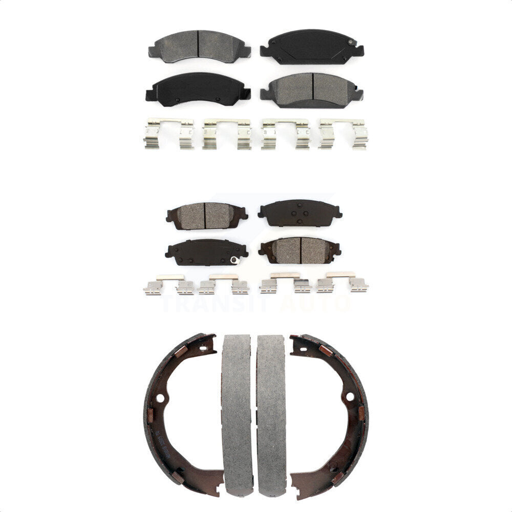 Semi-Metallic Brake Pads Parking Shoe Front Rear Kit For GMC Chevrolet Sierra LD