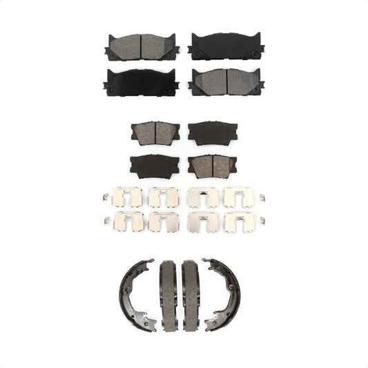 Semi-Metallic Brake Pads And Parking Shoes Front Rear Kit For Toyota Camry Lexus