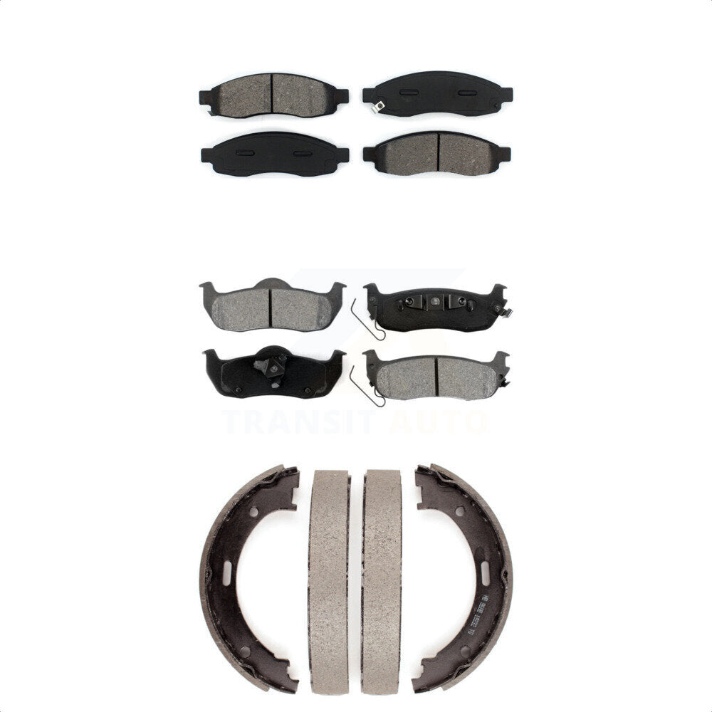 Semi-Metallic Brake Pads And Parking Shoe Front Rear Kit For Nissan TITAN Armada