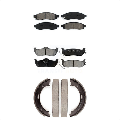 Semi-Metallic Brake Pads And Parking Shoe Front Rear Kit For Nissan TITAN Armada