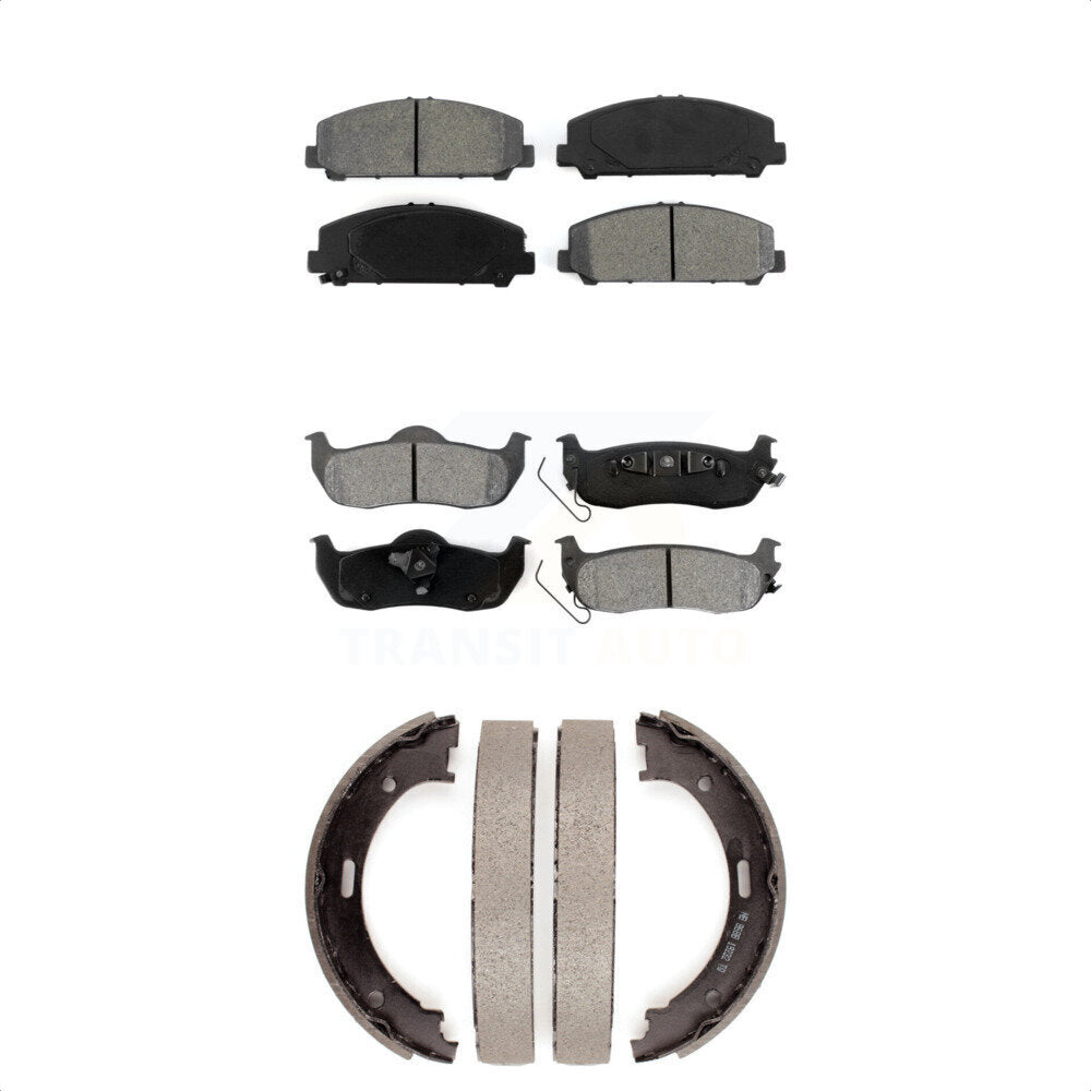 Semi-Metallic Brake Pads And Parking Shoe Front Rear Kit For Nissan TITAN Armada