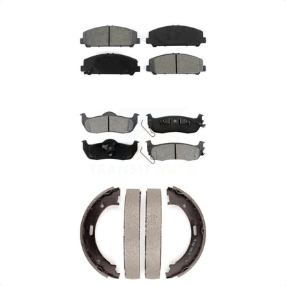 Semi-Metallic Brake Pads And Parking Shoe Front Rear Kit For Nissan TITAN Armada