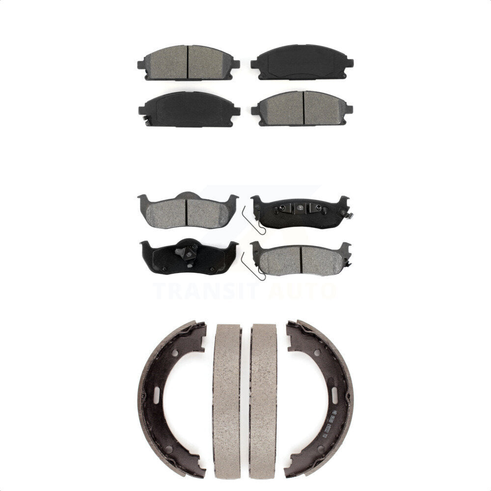 Semi-Metallic Brake Pads And Parking Shoes Front Rear Kit For Nissan Pathfinder