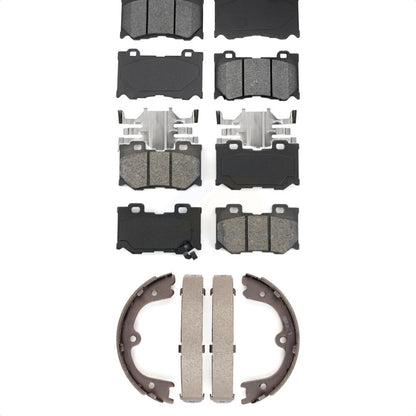 Semi-Metallic Brake Pads Parking Shoe Front Rear Kit For 2009-2013 INFINITI FX50