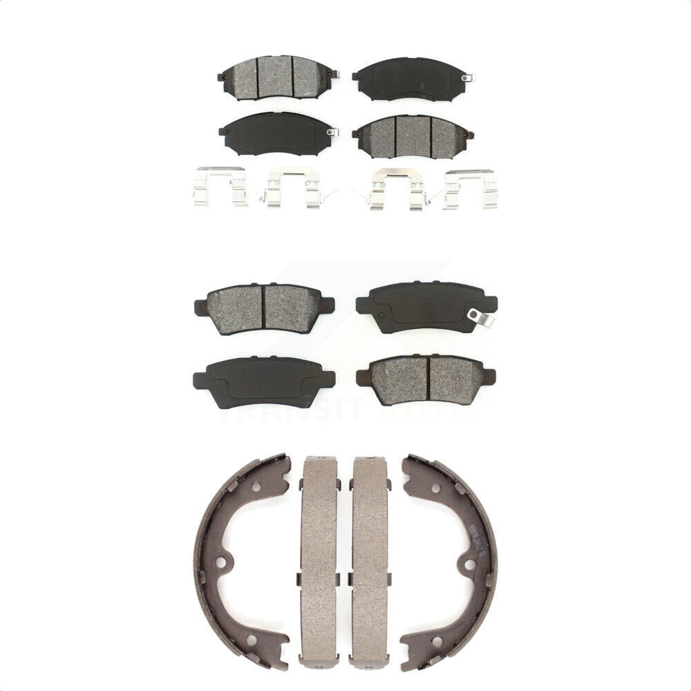 Semi-Metallic Brake Pads Parking Shoes Front Rear Kit For Nissan Pathfinder 5.6L