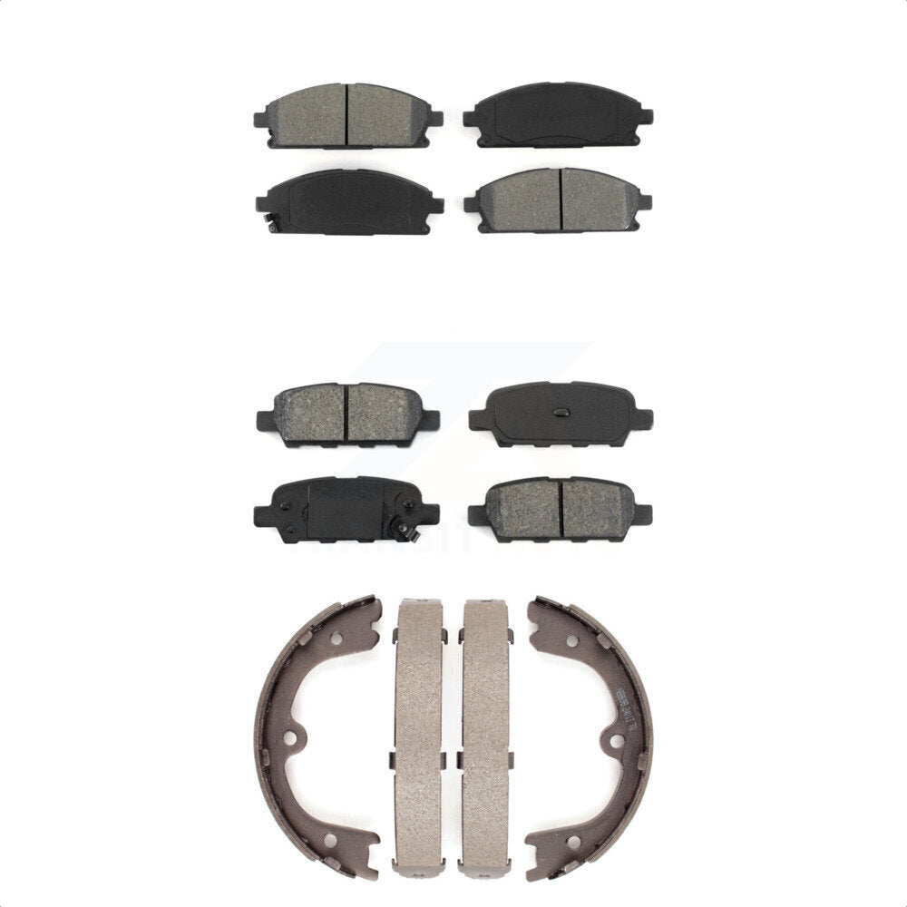 Semi-Metallic Brake Pads Parking Shoes Front Rear Kit For 2006-2009 Nissan Quest