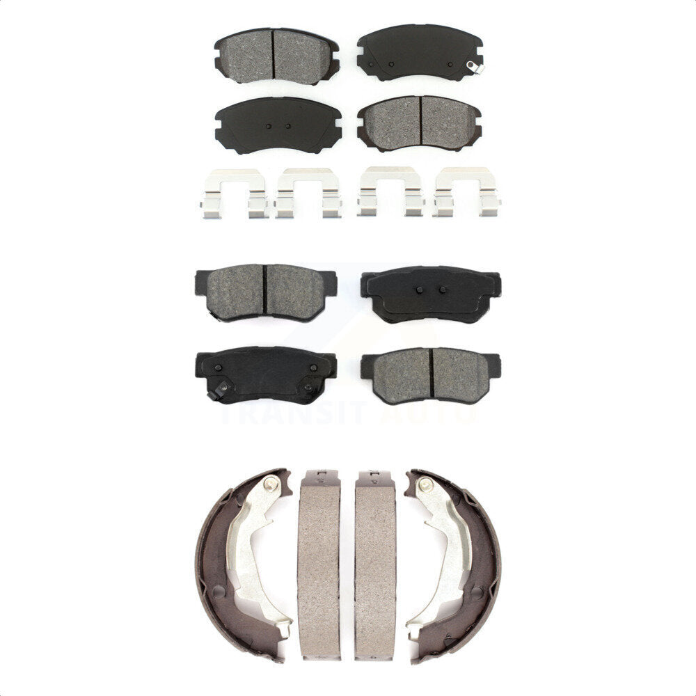 Semi-Metallic Brake Pads And Parking Shoes Front Rear Kit For Hyundai Sonata Kia