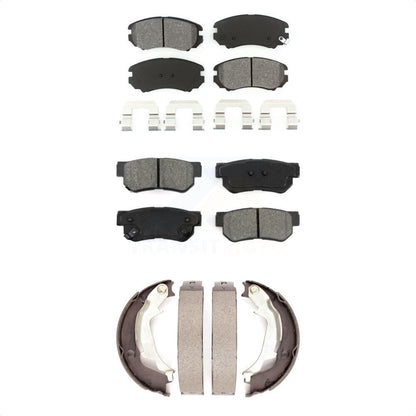 Semi-Metallic Brake Pads And Parking Shoes Front Rear Kit For Hyundai Sonata Kia