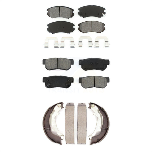Semi-Metallic Brake Pads And Parking Shoes Front Rear Kit For Hyundai Sonata Kia