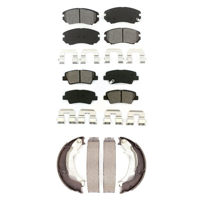 Semi-Metallic Brake Pads And Parking Shoes Front Rear Kit For 2010-2013 Kia Soul