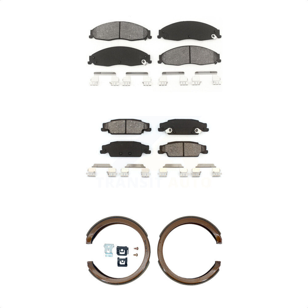 Semi-Metallic Brake Pads And Parking Shoes Front Rear Kit For Cadillac CTS
