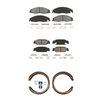 Semi-Metallic Brake Pads And Parking Shoes Front Rear Kit For Cadillac CTS