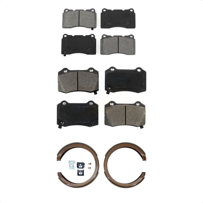 Semi-Metallic Brake Pads And Parking Shoes Front Rear Kit For Cadillac CTS STS